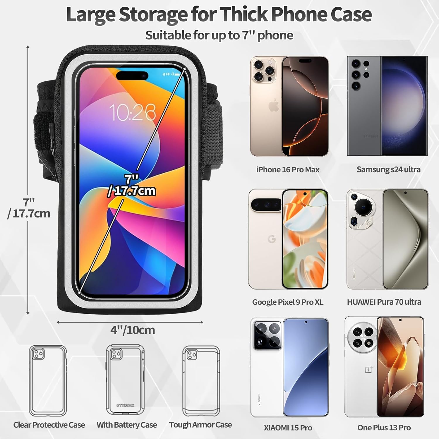 Running Phone Armband with Card Holder, Sports Arm Sleeve